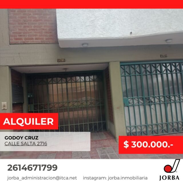 Calle Salta de GODOY CRUZ, MENDOZA
DUPLEX CON DOS HABITACIONES CON PLACARES, DOS BAÑOS, COCINA, LIVING COMEDOR, GARAJE, DESPENSA Y PATIO. 
#alquiler