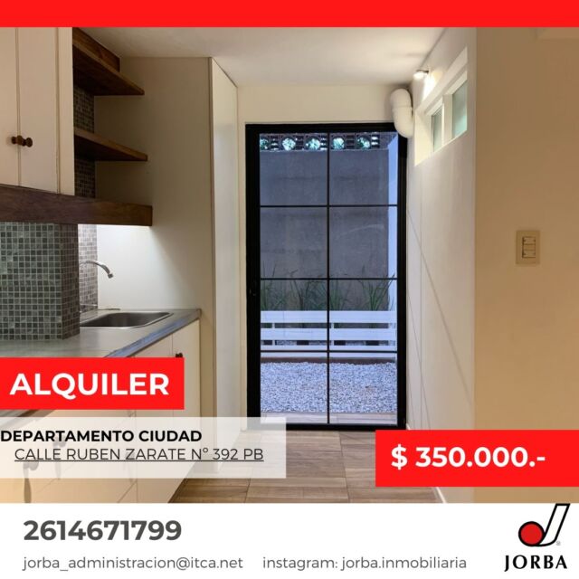 RUBEN ZARATE 392, PLANTA BAJA, CIUDAD DE MENDOZA
Departamento en alquiler
desarrollado en planta baja, Cocina-comedor, living comedor amplio, dos habitaciones con placar, un baño completo, patio embaldosado
Totalmente reciclado
#alquiler